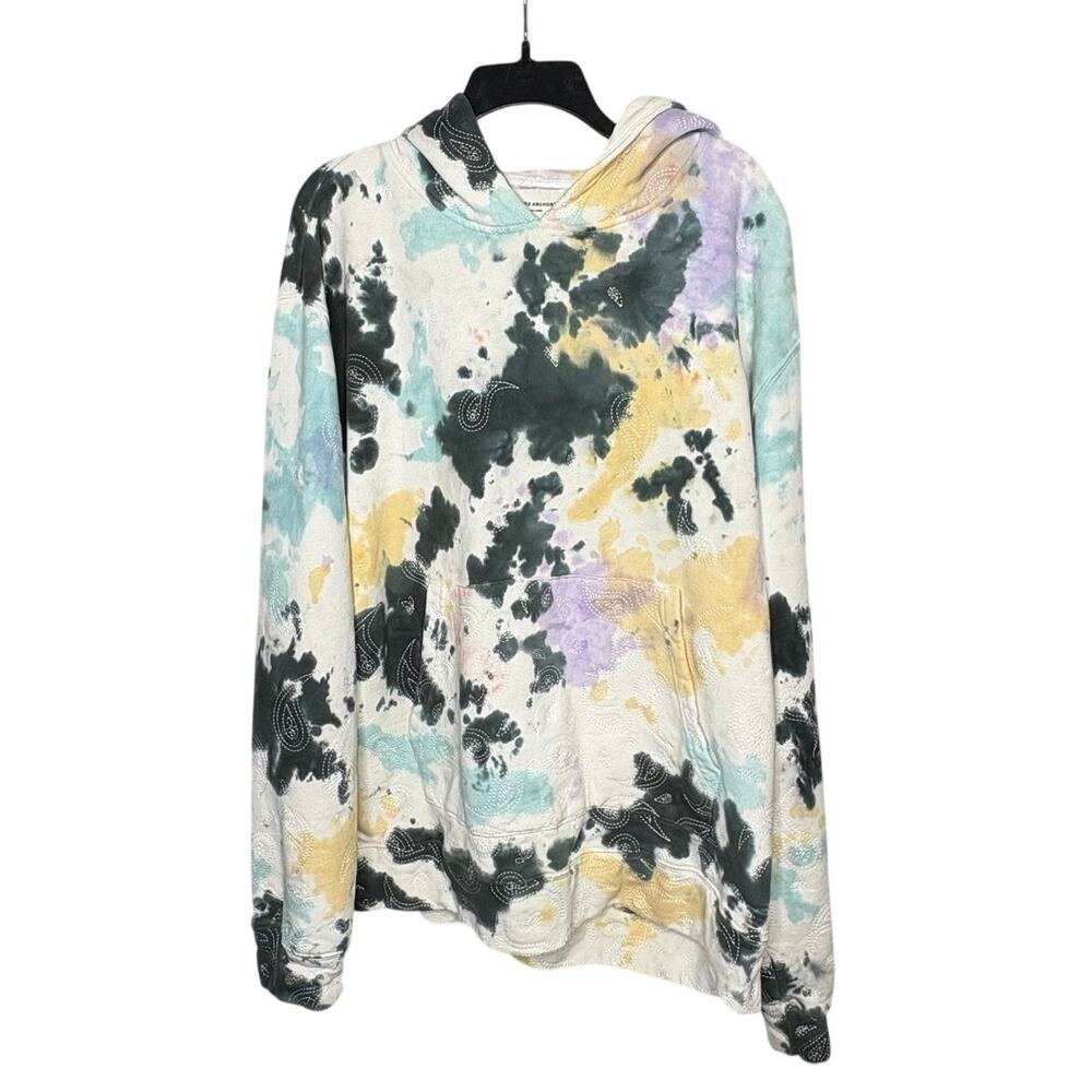 Lifted Anchors Revolve Tie Dye Paisley Embroidered Cozy Pullover Hoodie Size XL